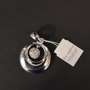New Lia Sophia Silver Tone with Cut Crystals Circular Pendant Only